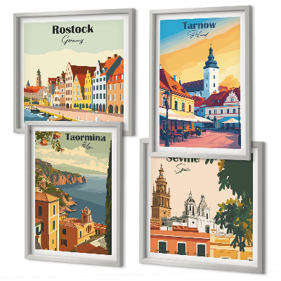 Zarámovaný set obrazov Architektúra pobrežných miest