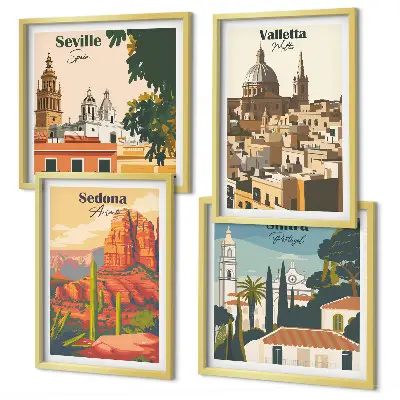 Dekoratívna sada obrazov retro mestské scenérie Sedona Sintra