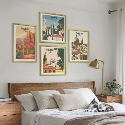 Dekoratívna sada obrazov retro mestské scenérie Sedona Sintra
