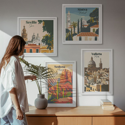 Dekoratívna sada obrazov Retro mestské scenérie Sedony Sintry