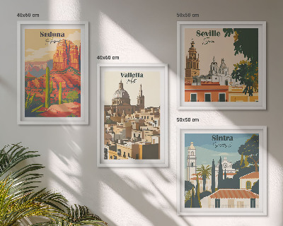 Dekoratívna sada obrazov Retro mestské scenérie Sedony Sintry