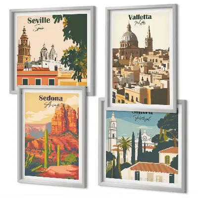 Dekoratívna sada obrazov retro mestské scenérie Sedona Sintra