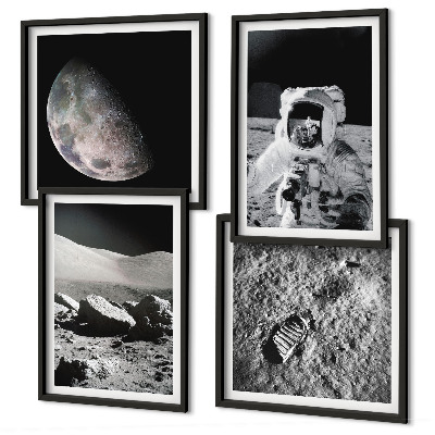 Dekoratívna sada obrazov Stopa astronauta na Mesiaci