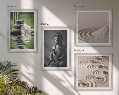 Zarámovaný set obrazov Relaxujúci Budha na pláži