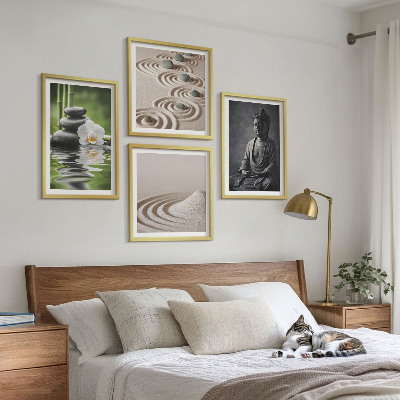 Zarámovaný set obrazov Relaxujúci Budha na pláži