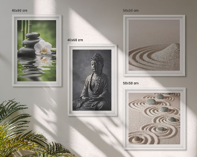 Zarámovaný set obrazov Relaxujúci Budha na pláži