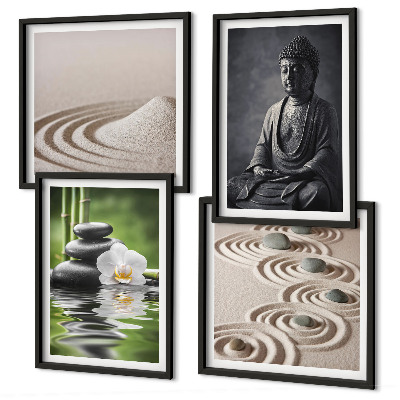 Zarámovaný set obrazov Relaxujúci Budha na pláži