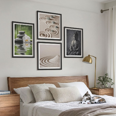 Zarámovaný set obrazov Relaxujúci Budha na pláži