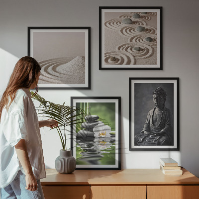 Zarámovaný set obrazov Relaxujúci Budha na pláži