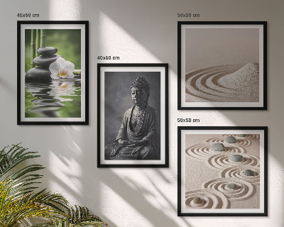 Zarámovaný set obrazov Relaxujúci Budha na pláži