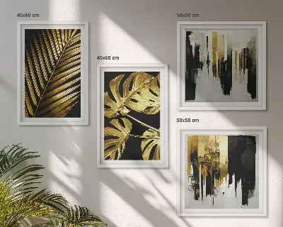Abstraktné listy palmy Monstera zarámovaný set obrazov