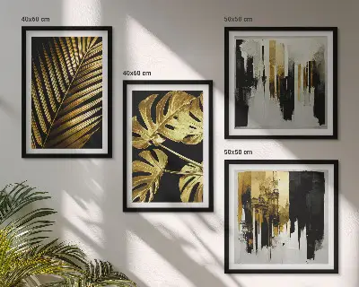 Abstraktné listy palmy Monstera zarámovaný set obrazov