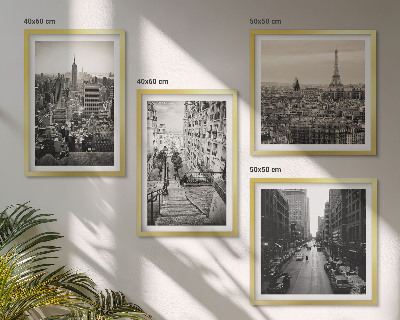 Zarámovaný set obrazov Výhľady na Paríž, New York, schody