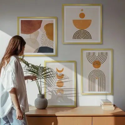 Boho minimalistické dekorácie zarámovaný set obrazov