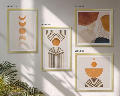 Zarámovaný set obrazov Boho minimalistické dekorácie