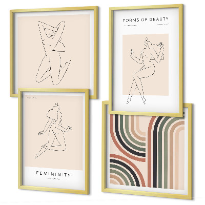 Zarámovaný set obrazov Ženské siluety na plagátoch