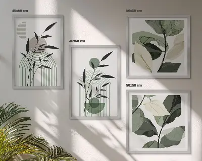 Boho rastlinné kompozície zarámovaný set obrazov