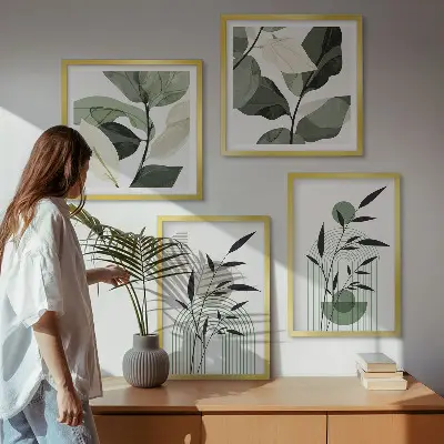 Boho rastlinné kompozície zarámovaný set obrazov