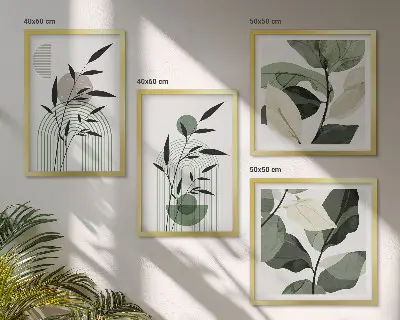 Boho rastlinné kompozície zarámovaný set obrazov