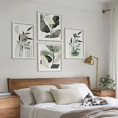 Boho rastlinné kompozície zarámovaný set obrazov