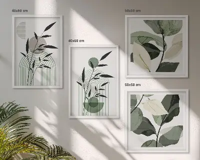 Boho rastlinné kompozície zarámovaný set obrazov