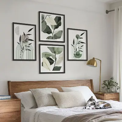 Boho rastlinné kompozície zarámovaný set obrazov