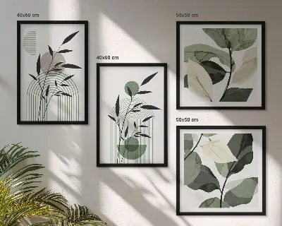 Boho rastlinné kompozície zarámovaný set obrazov