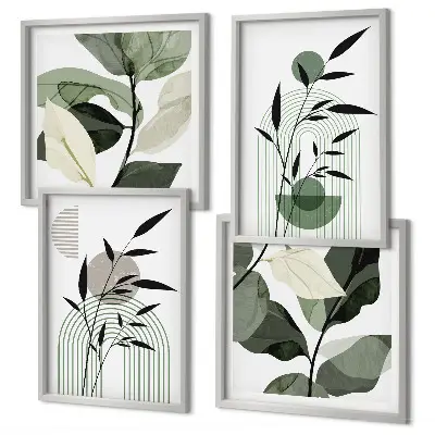 Boho rastlinné kompozície zarámovaný set obrazov