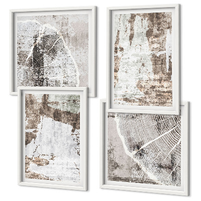Zarámovaný set obrazov Abstraktné vzory biela hnedá