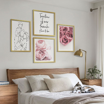 Dekoratívna sada obrazov Rodinné lineart ružové kytice
