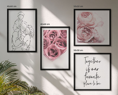 Dekoratívna sada obrazov Rodinné lineart ružové kytice