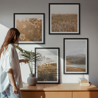 Dekoratívna sada obrazov Krajiny lúky hory jazero