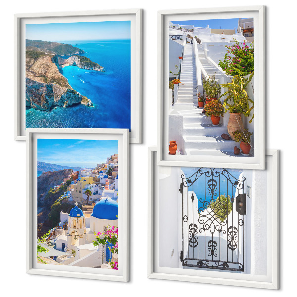 Dekoratívna sada obrazov Grécka architektúra Santorini v Oii