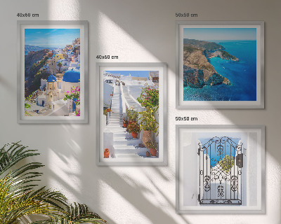 Dekoratívna sada obrazov Grécka architektúra Santorini v Oii