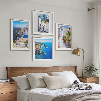 Dekoratívna sada obrazov Grécka architektúra Santorini v Oii