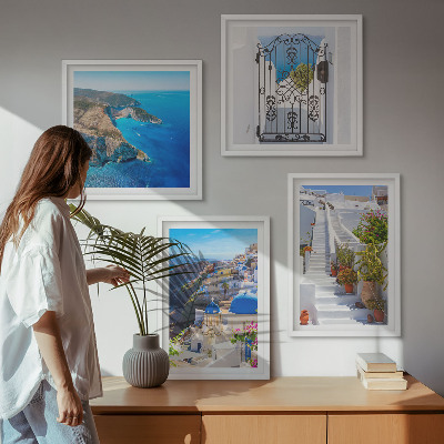 Dekoratívna sada obrazov Grécka architektúra Santorini v Oii
