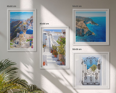 Dekoratívna sada obrazov Grécka architektúra Santorini v Oii