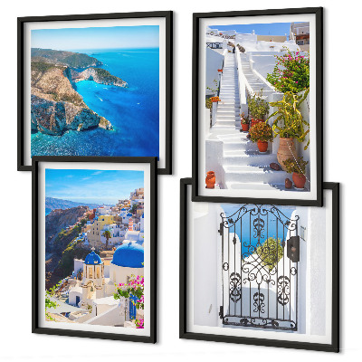 Dekoratívna sada obrazov Grécka architektúra Santorini v Oii