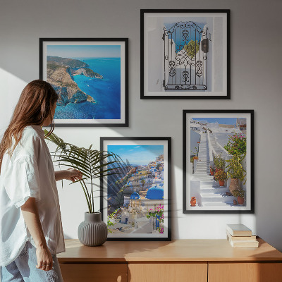 Dekoratívna sada obrazov Grécka architektúra Santorini v Oii