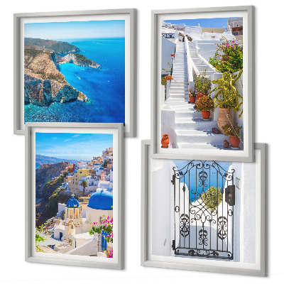 Dekoratívna sada obrazov Grécka architektúra Santorini v Oii