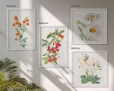 Retro kvetinová maľba zarámovaný set obrazov