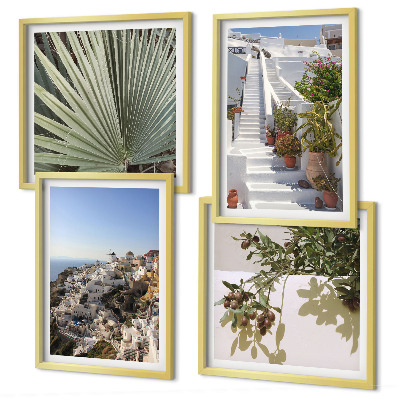 Dekoratívna sada obrazov Biele schody, výhľad na Santorini