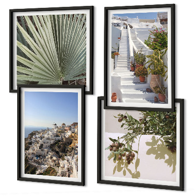Dekoratívna sada obrazov Biele schody, výhľad na Santorini
