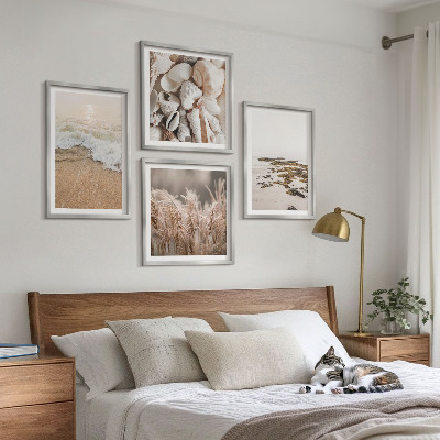 Dekoratívna sada obrazov plážová tráva vlny kamene boho