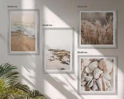 Dekoratívna sada obrazov plážová tráva vlny kamene v boho štýle