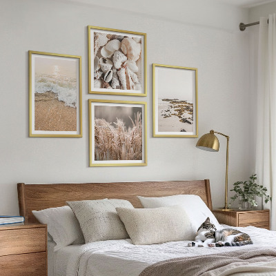 Dekoratívna sada obrazov plážová tráva vlny kamene boho
