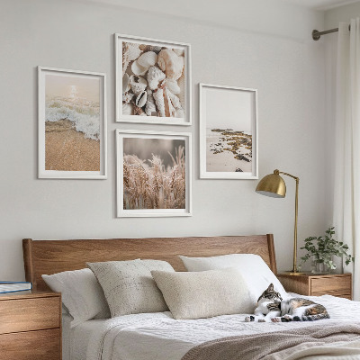 Dekoratívna sada obrazov plážová tráva vlny kamene boho