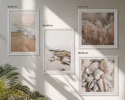 Dekoratívna sada obrazov plážová tráva vlny kamene v boho štýle