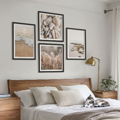 Dekoratívna sada obrazov plážová tráva vlny kamene boho