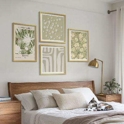 Zarámovaný set obrazov Boho rastlinné pastelové kompozície